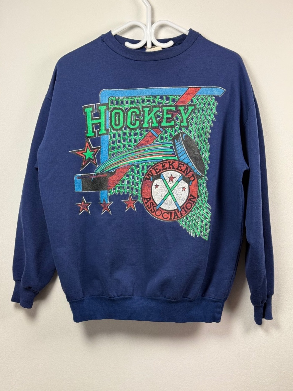 Vintage 80s 90s men "Hockey Association" crewneck sweatshirt size Medium